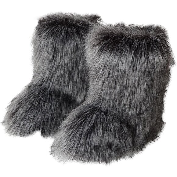 ⚡Women Faux Fur Winter Warm Knee High Flat Heel Fluffy  Snow Fur Boots - Picture 1 of 9